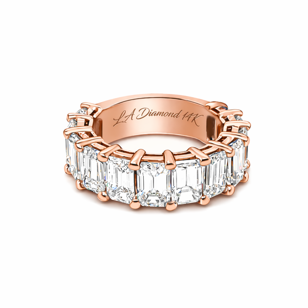18K White Gold Emerald Cut Diamond Eternity Ring (10.00 ct) - LA DIAMOND