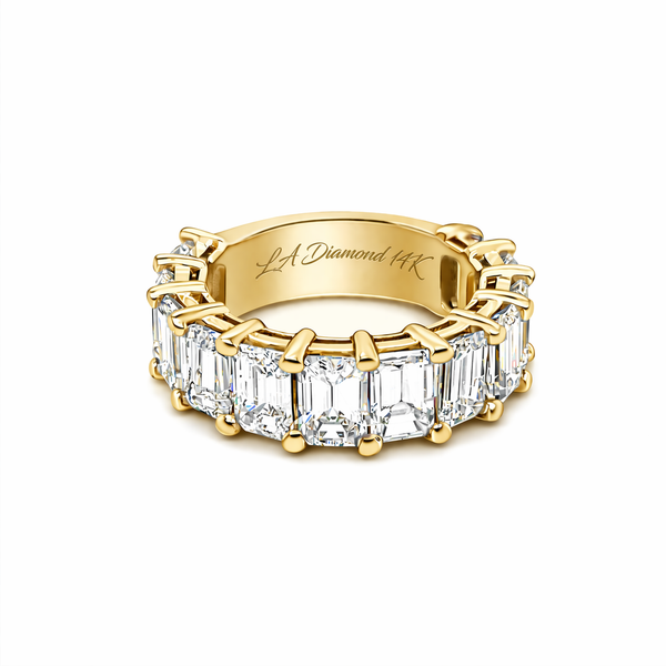 18K White Gold Emerald Cut Diamond Eternity Ring (10.00 ct) - LA DIAMOND
