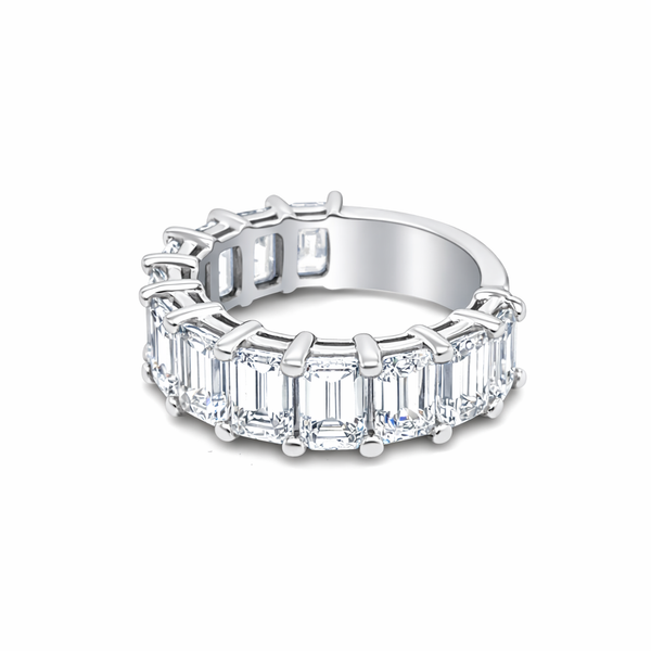 18K White Gold Emerald Cut Diamond Eternity Ring (10.00 ct) - LA DIAMOND