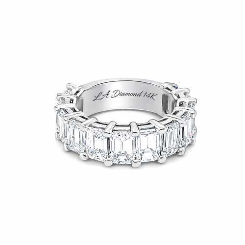 18K White Gold Emerald Cut Diamond Eternity Ring (10.00 ct) - LA DIAMOND
