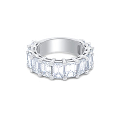 18K White Gold Emerald Cut Diamond Eternity Ring (10.00 ct)