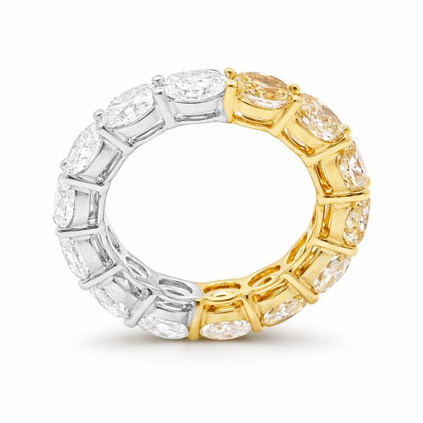 Half Diamond and Half Fancy Yellow Diamond Eternity Band - LA DIAMOND