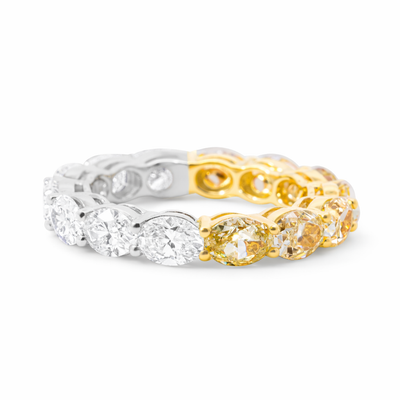 Half Diamond and Half Fancy Yellow Diamond Eternity Band