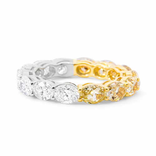 Half Diamond and Half Fancy Yellow Diamond Eternity Band - LA DIAMOND