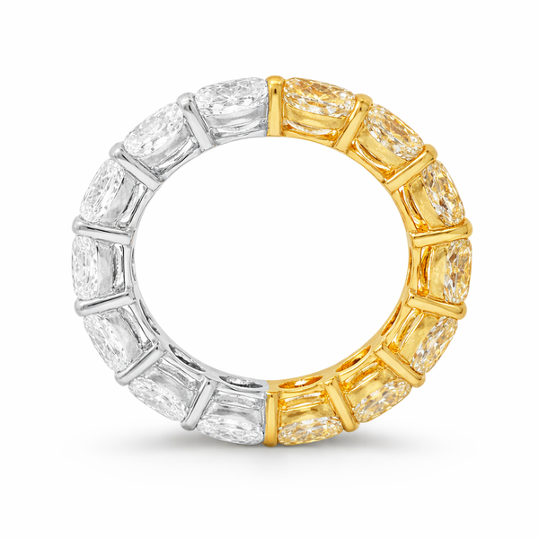 Half Diamond and Half Fancy Yellow Diamond Eternity Band - LA DIAMOND