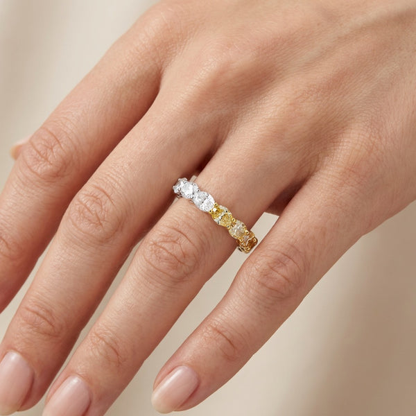 Half Diamond and Half Fancy Yellow Diamond Eternity Band - LA DIAMOND