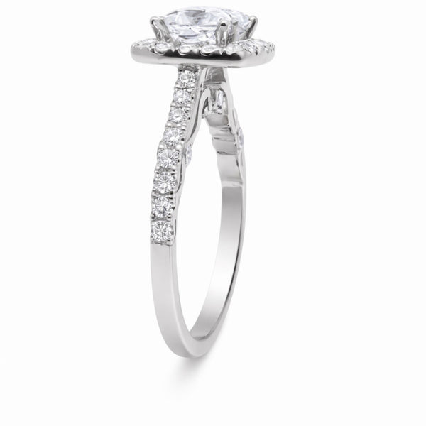 14K White Gold Diamond with Halo Princess Cut Engagement Ring (1.00 ct)