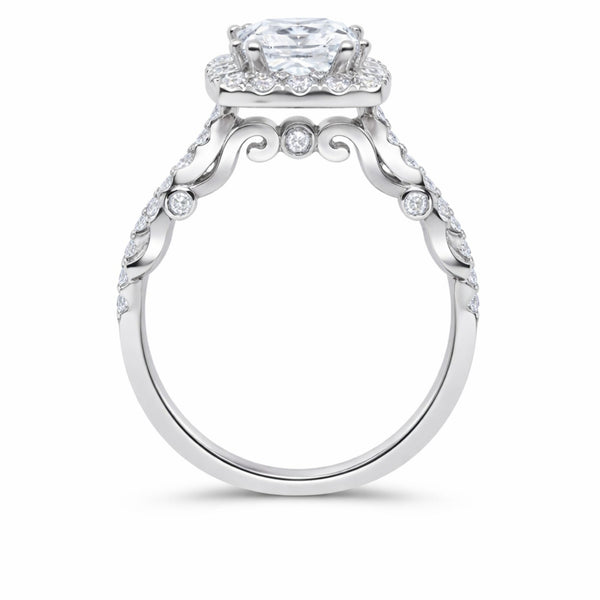 14K White Gold Diamond with Halo Princess Cut Engagement Ring (1.00 ct)