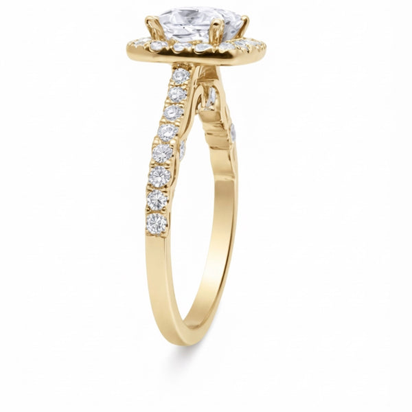 14K White Gold Diamond with Halo Princess Cut Engagement Ring (1.00 ct)