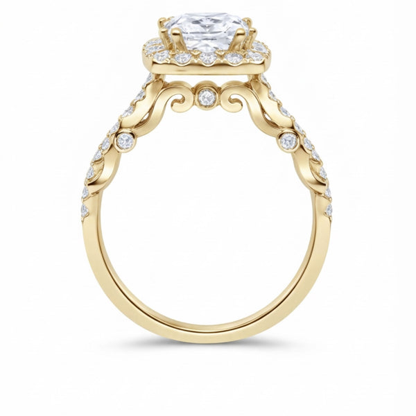 14K White Gold Diamond with Halo Princess Cut Engagement Ring (1.00 ct)