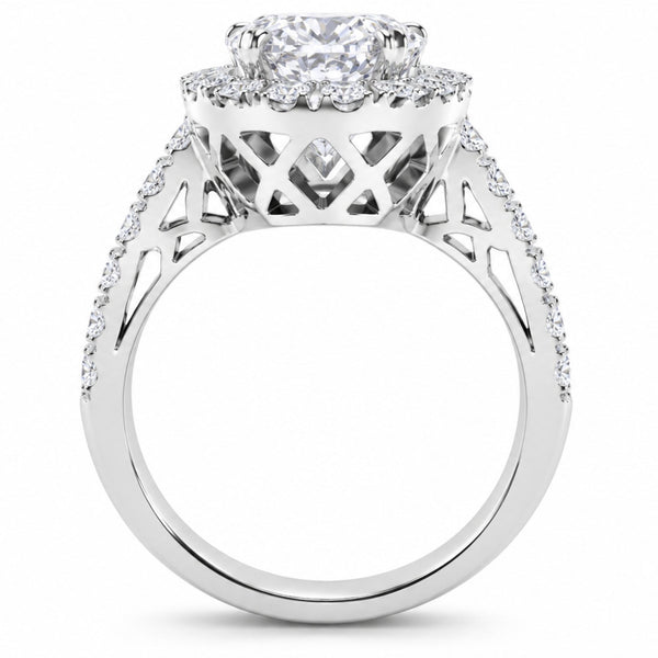 14K White Gold Oval Shape Diamond Engagement Ring (3.60 ctw) - LA DIAMOND