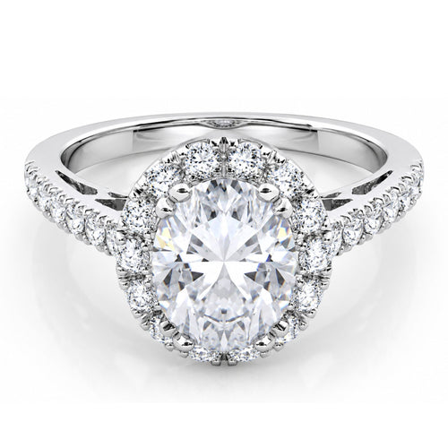 14K White Gold Oval Shape Diamond Engagement Ring (3.60 ctw) - LA DIAMOND