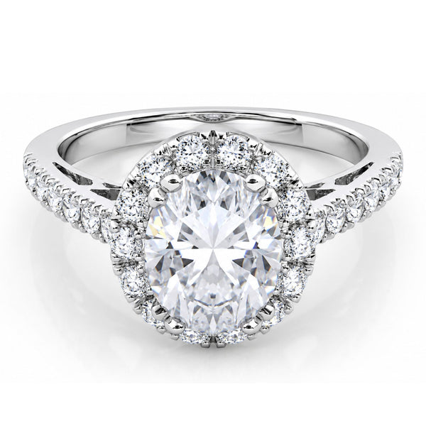 14K White Gold Oval Shape Diamond Engagement Ring (3.60 ctw)