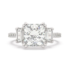 14k White Gold Diamond Bezel Corner Princess Cut Engagement Ring 4.71c - LA DIAMOND