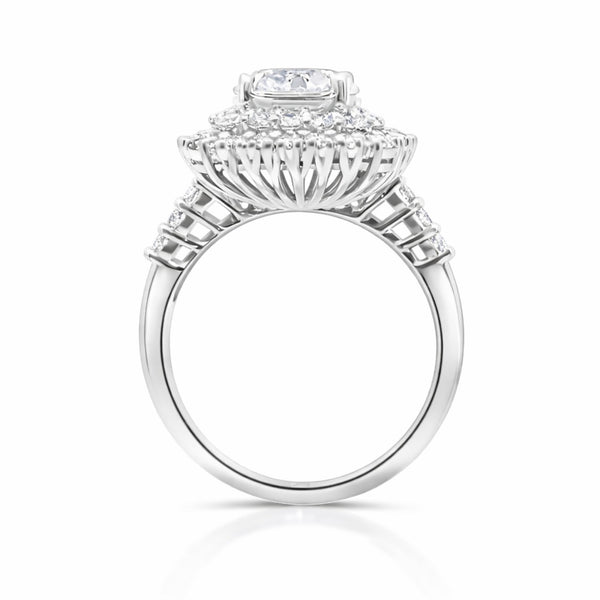 14K White Gold Diamond Round Cut Halo Engagement Ring (1.00 ct) - LA DIAMOND