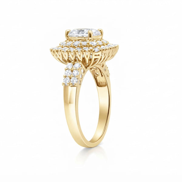 14K White Gold Diamond Round Cut Halo Engagement Ring (1.00 ct) - LA DIAMOND