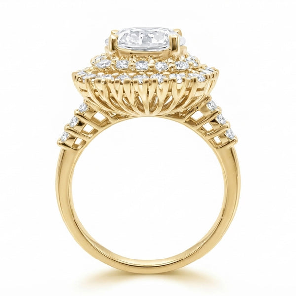 14K White Gold Diamond Round Cut Halo Engagement Ring (1.00 ct) - LA DIAMOND
