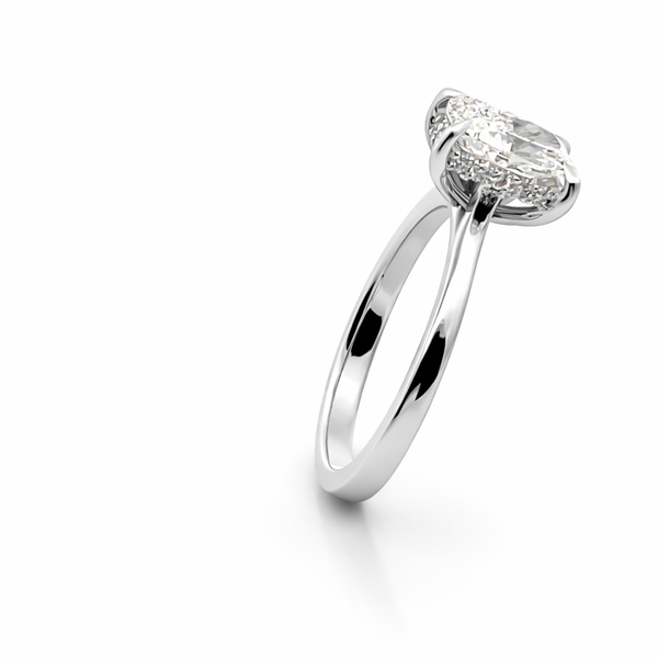 14K White Gold Solitaire Emerald Cut Diamond Ring with Hidden Halo – 1.50ct Center & 0.16ct Accents - LA DIAMOND