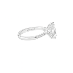 1ct Emerald Cut  Solitaire Diamond with Hidden Halo Engagement Ring