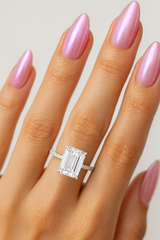 1ct Emerald Cut  Solitaire Diamond with Hidden Halo Engagement Ring