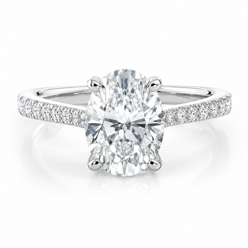 14K White Gold Oval Cut Lab Grown Diamond Engagement Ring (4.45 ct) - LA DIAMOND