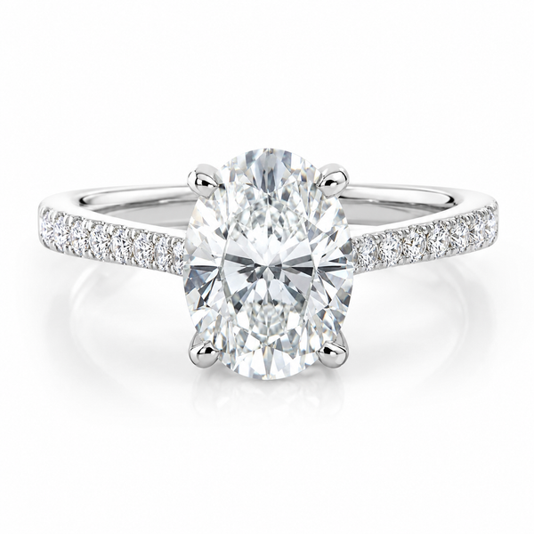 14K White Gold Oval Cut Lab Grown Diamond Engagement Ring (4.45 ct) - LA DIAMOND