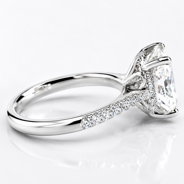 14K White Gold Oval Cut Lab Grown Diamond Engagement Ring (4.45 ct) - LA DIAMOND