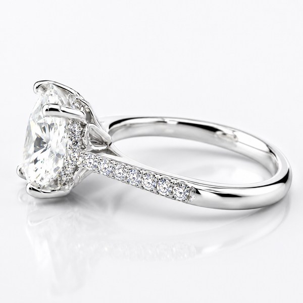 14K White Gold Oval Cut Lab Grown Diamond Engagement Ring (4.45 ct) - LA DIAMOND