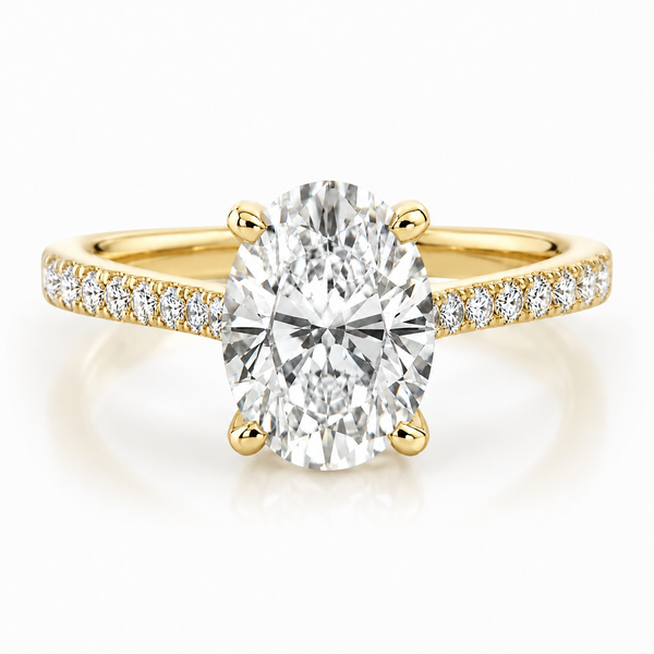 14K White Gold Oval Cut Lab Grown Diamond Engagement Ring (4.45 ct) - LA DIAMOND