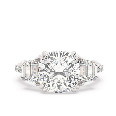 14K White Gold Crushed Ice Cushion Cut Diamond Ring (5.43 ct)