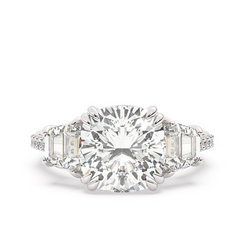 14k White Gold Diamond Crushed Ice Cushion Cut Engagement Ring 5.43c - LA DIAMOND
