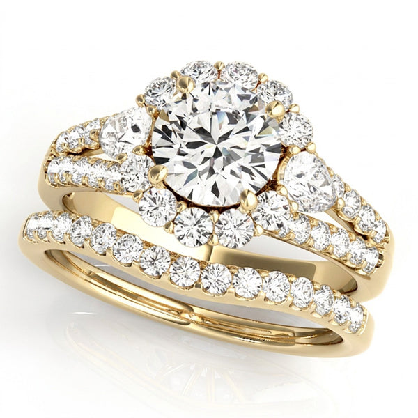14K White Gold Round Diamond Halo Engagement Ring - SAW10009