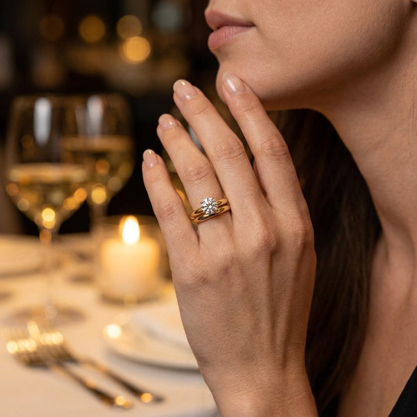 Round Cut Solitaire Diamond Engagment Ring with Hidden Halo - SAW10018
