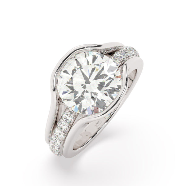 14K White Gold Round Diamond Engagement Ring (1.50 ct)