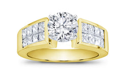18K Yellow Gold Round Diamond Ring with Invisible Set Sides (4.00 ct)