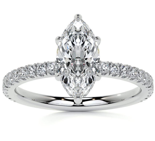 18K White Gold Marquise Solitaire Engagement Ring (2.50 ct)