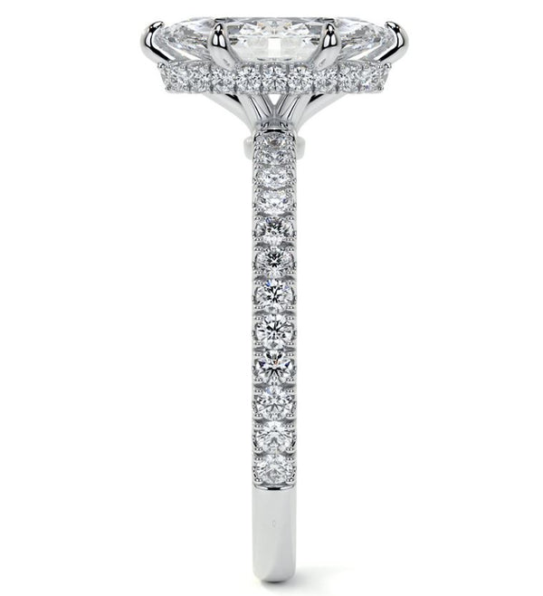 18K White Gold Marquise Solitaire Engagement Ring (2.50 ct)