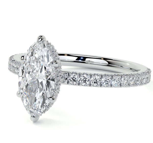 18K White Gold Marquise Solitaire Engagement Ring (2.50 ct)