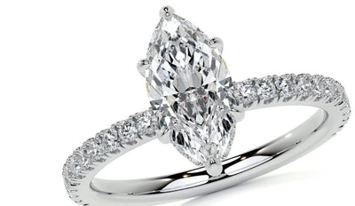 18K White Gold Marquise Solitaire Engagement Ring (2.50 ct)
