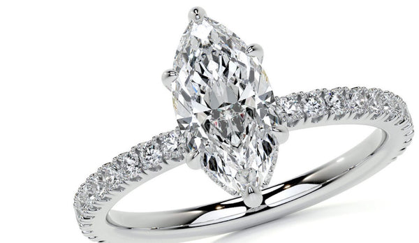 18K White Gold Marquise Solitaire Engagement Ring (2.50 ct)