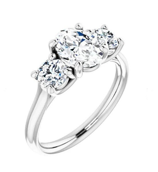 1.87 CT. T.W. Round-Cut Diamond Three-Stone Engagement Ring in 14K White Gold - LA DIAMOND