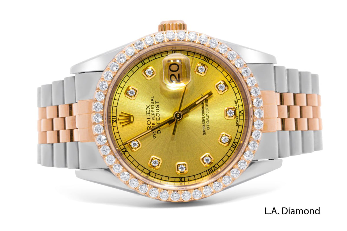 PRE-OWNED Rolex Datejust 36MM 18k  2.00ctw Diamond Bezel