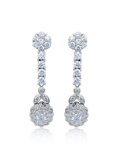 14k White Gold Diamond Earring