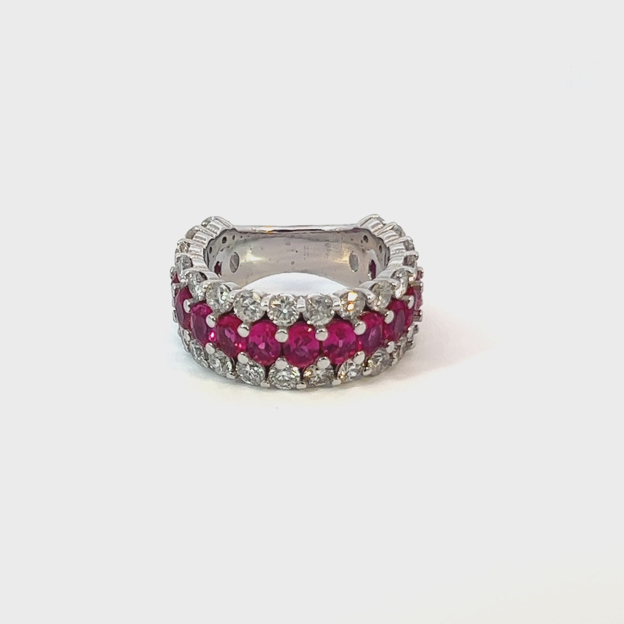 14K White Gold Diamond & Ruby Round-Cut Ring (2.50 ct Diamond + 8.10 ct Ruby)