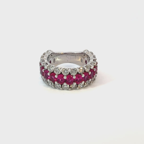 14K White Gold Diamond & Ruby Round-Cut Ring (2.50 ct Diamond + 8.10 ct Ruby)