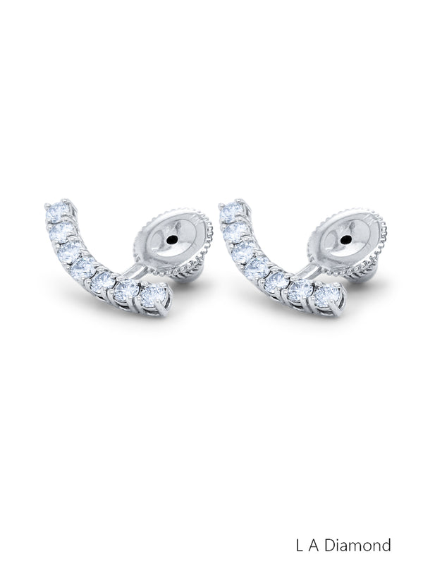 14k White Gold Natural Diamond Round Cut Stud Earring .40c - LA DIAMOND