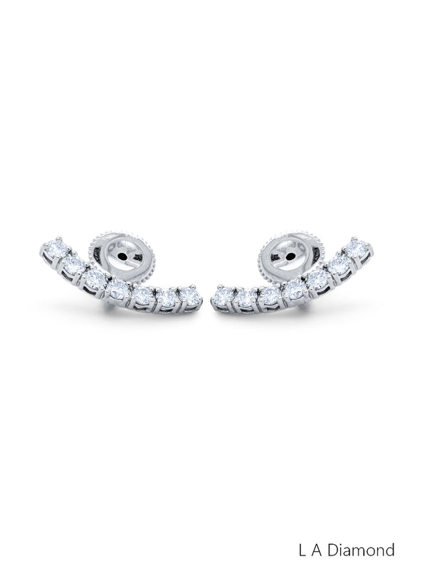14k White Gold Natural Diamond Round Cut Stud Earring .40c - LA DIAMOND