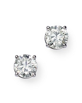 White Gold Diamond Round Cut Stud Earrings