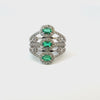 14K White Gold Diamond & Emerald Round/Oval Ring (0.87 ct + 2.50 ct)