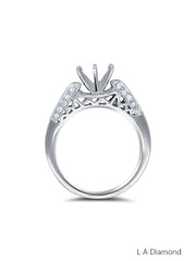 14k White Gold Diamond Round Cut Semi Mount Engagement Ring .40c